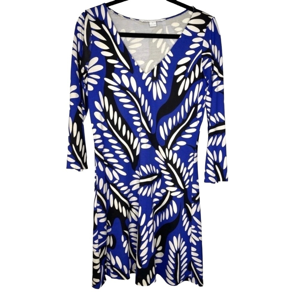 Diane von Furstenberg DVF Kaden Blue Leaf Silk Jersey Dress 8 - Picture 4 of 8